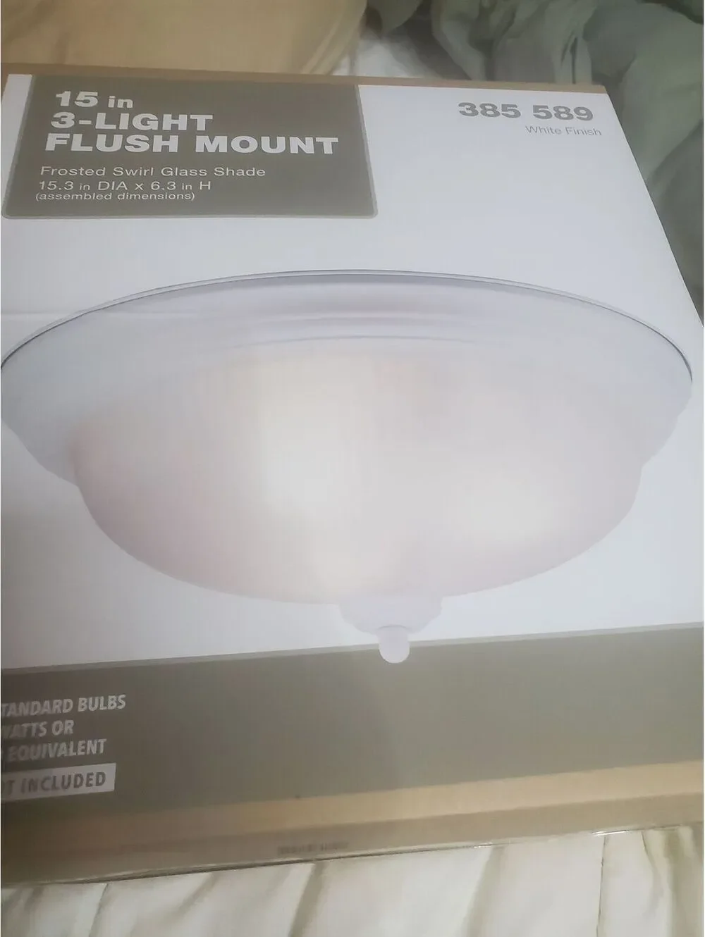 15 in 3-Light Flush Mount Ceiling Light with Frosted Swirl Glass Shade